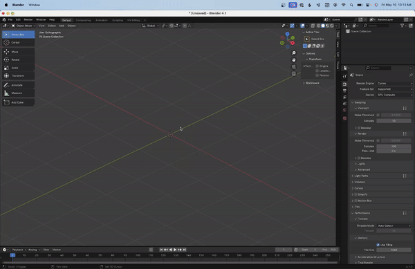 positive cube demo screen recording in blender