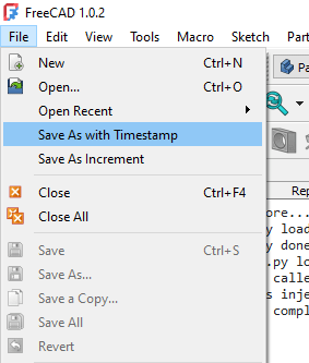 SaveUtils Example in the FreeCAD File menu